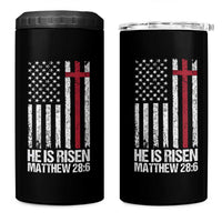 He Is Rise 4 in 1 Can Cooler Tumbler Christian American Flag Easter Bible Verse