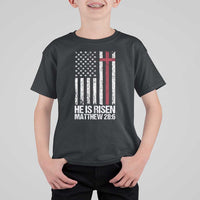 He Is Rise T Shirt For Kid Christian American Flag Easter Bible Verse