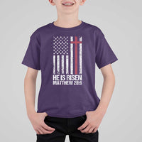 He Is Rise T Shirt For Kid Christian American Flag Easter Bible Verse