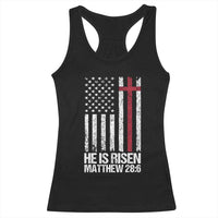 He Is Rise Racerback Tank Top Christian American Flag Easter Bible Verse