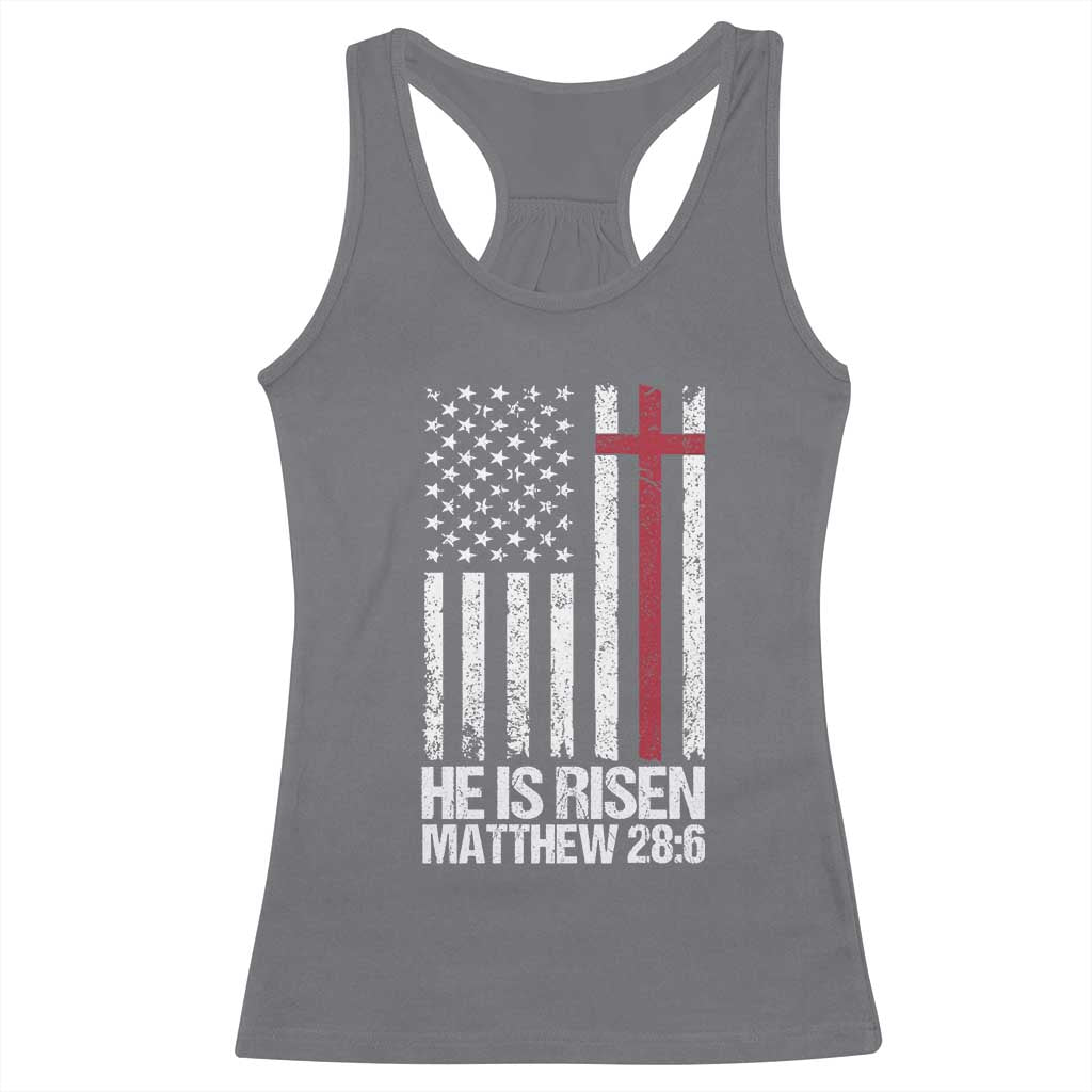 He Is Rise Racerback Tank Top Christian American Flag Easter Bible Verse