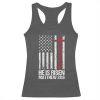 He Is Rise Racerback Tank Top Christian American Flag Easter Bible Verse