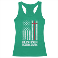 He Is Rise Racerback Tank Top Christian American Flag Easter Bible Verse