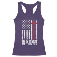 He Is Rise Racerback Tank Top Christian American Flag Easter Bible Verse