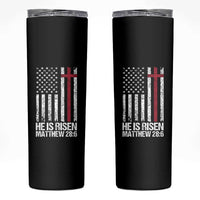 He Is Rise Skinny Tumbler Christian American Flag Easter Bible Verse