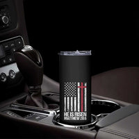 He Is Rise Skinny Tumbler Christian American Flag Easter Bible Verse