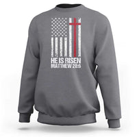 He Is Rise Sweatshirt Christian American Flag Easter Bible Verse