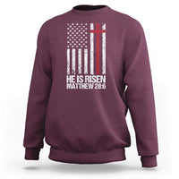 He Is Rise Sweatshirt Christian American Flag Easter Bible Verse