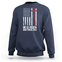 He Is Rise Sweatshirt Christian American Flag Easter Bible Verse