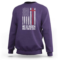 He Is Rise Sweatshirt Christian American Flag Easter Bible Verse