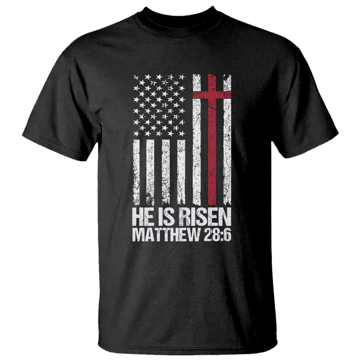 He Is Rise T Shirt Christian American Flag Easter Bible Verse