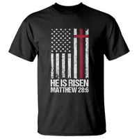 He Is Rise T Shirt Christian American Flag Easter Bible Verse