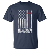 He Is Rise T Shirt Christian American Flag Easter Bible Verse