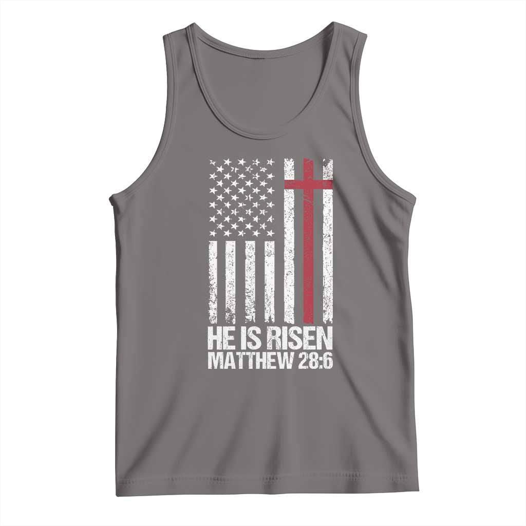 He Is Rise Tank Top Christian American Flag Easter Bible Verse