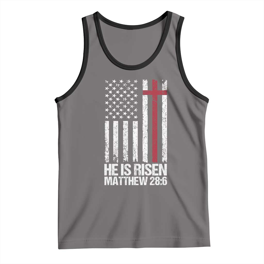He Is Rise Tank Top Christian American Flag Easter Bible Verse