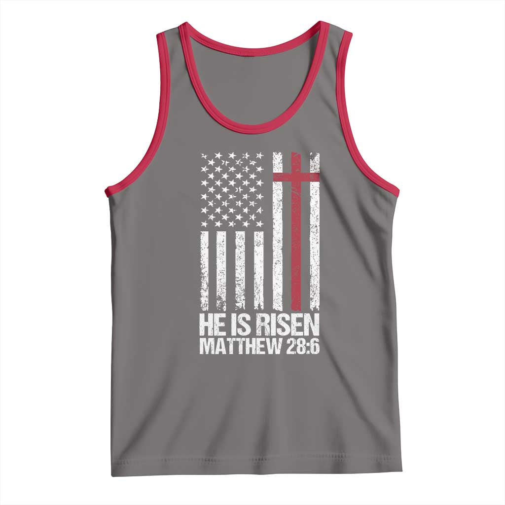 He Is Rise Tank Top Christian American Flag Easter Bible Verse