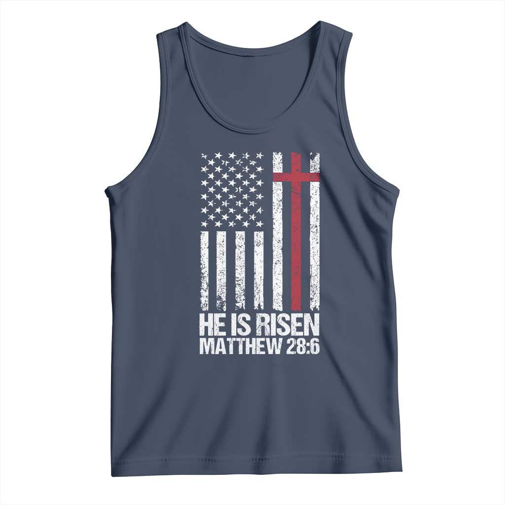 He Is Rise Tank Top Christian American Flag Easter Bible Verse