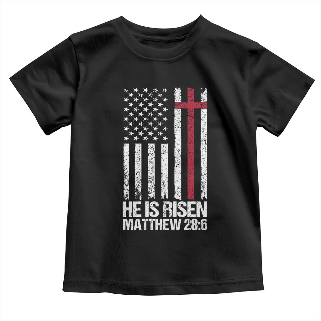 He Is Rise Toddler T Shirt Christian American Flag Easter Bible Verse