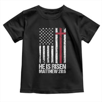 He Is Rise Toddler T Shirt Christian American Flag Easter Bible Verse