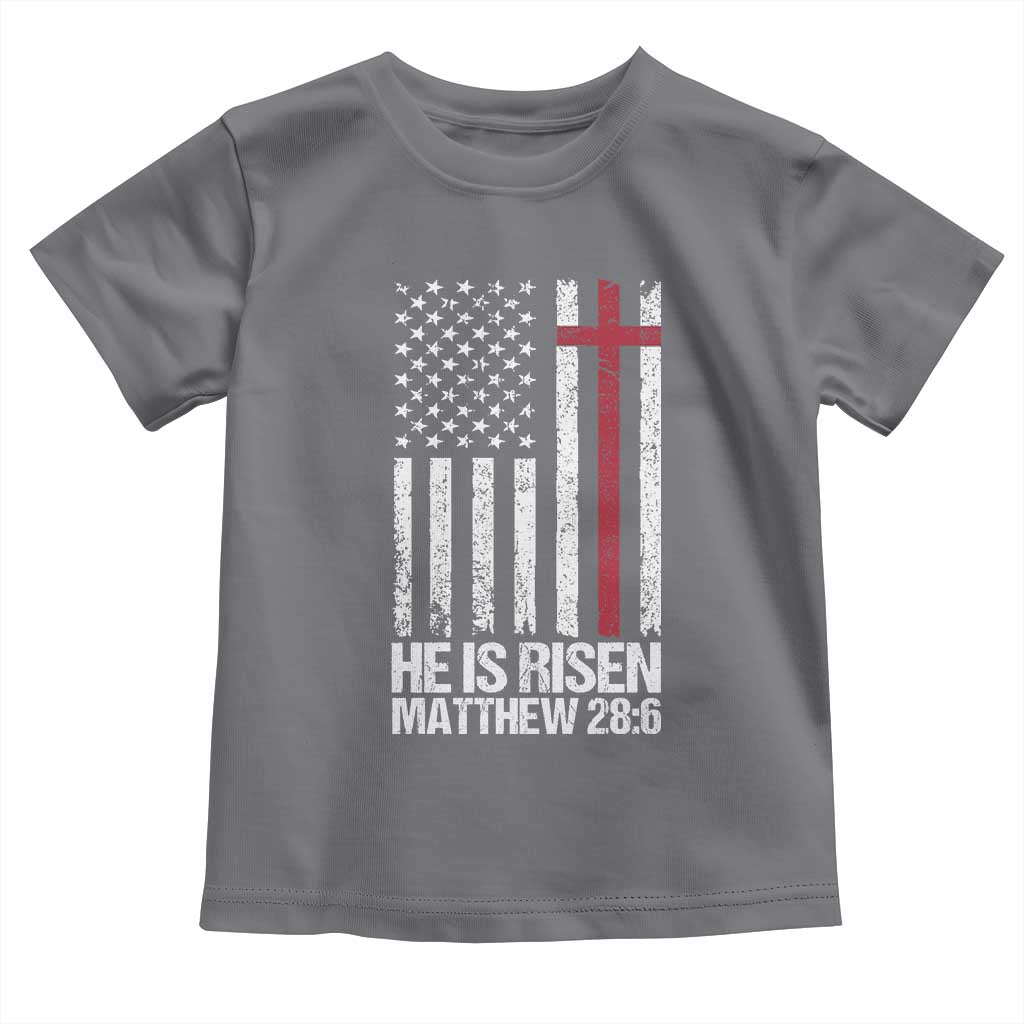 He Is Rise Toddler T Shirt Christian American Flag Easter Bible Verse