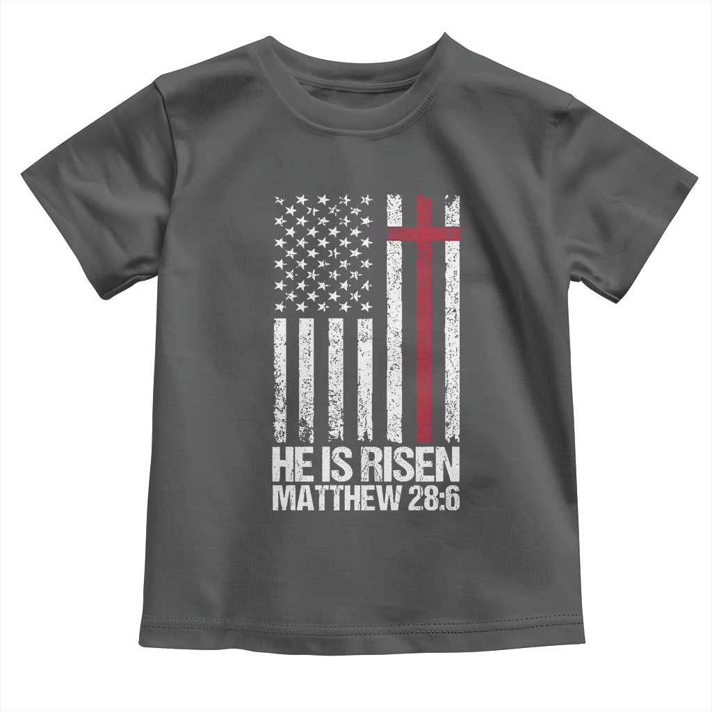 He Is Rise Toddler T Shirt Christian American Flag Easter Bible Verse
