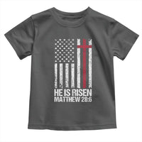 He Is Rise Toddler T Shirt Christian American Flag Easter Bible Verse
