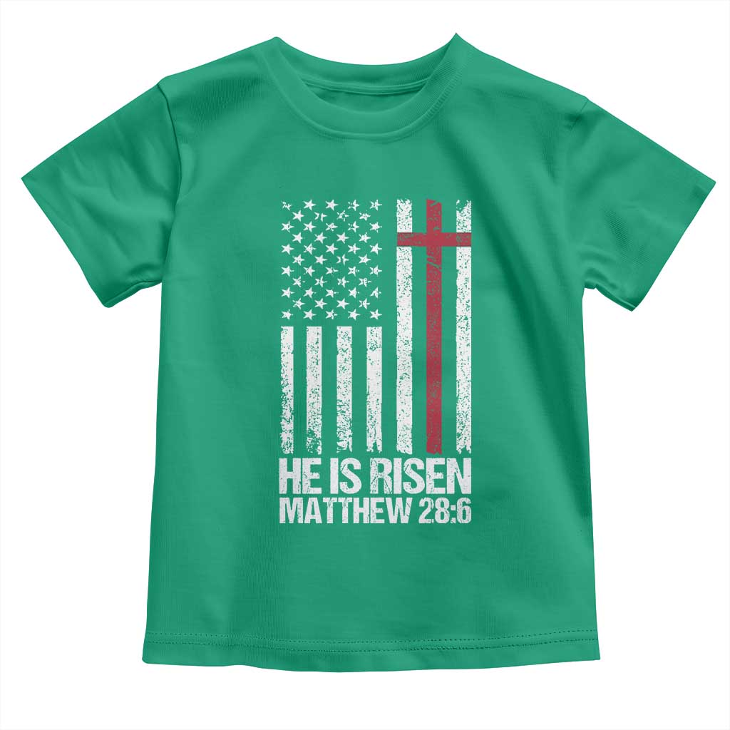 He Is Rise Toddler T Shirt Christian American Flag Easter Bible Verse