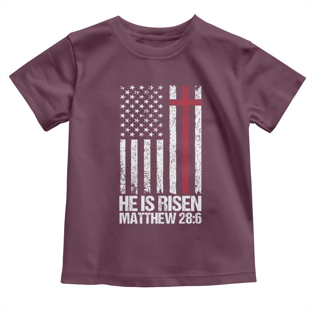 He Is Rise Toddler T Shirt Christian American Flag Easter Bible Verse