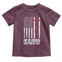 He Is Rise Toddler T Shirt Christian American Flag Easter Bible Verse