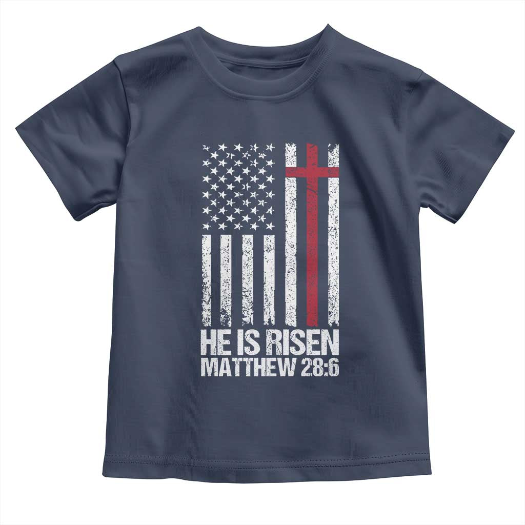 He Is Rise Toddler T Shirt Christian American Flag Easter Bible Verse