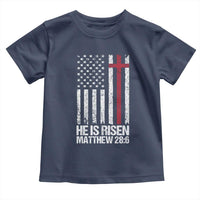 He Is Rise Toddler T Shirt Christian American Flag Easter Bible Verse