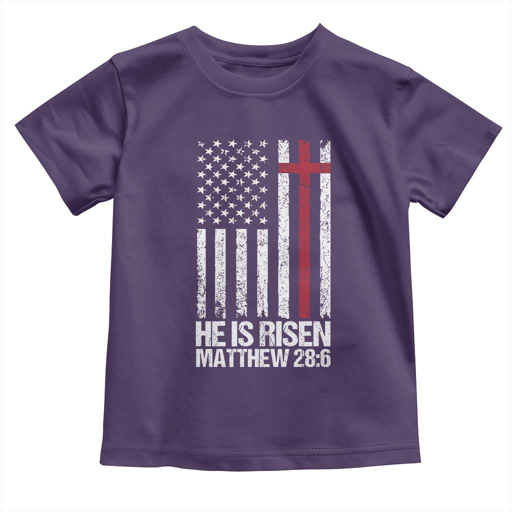 He Is Rise Toddler T Shirt Christian American Flag Easter Bible Verse