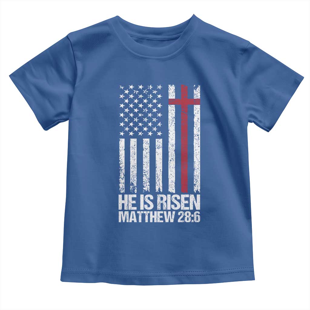 He Is Rise Toddler T Shirt Christian American Flag Easter Bible Verse