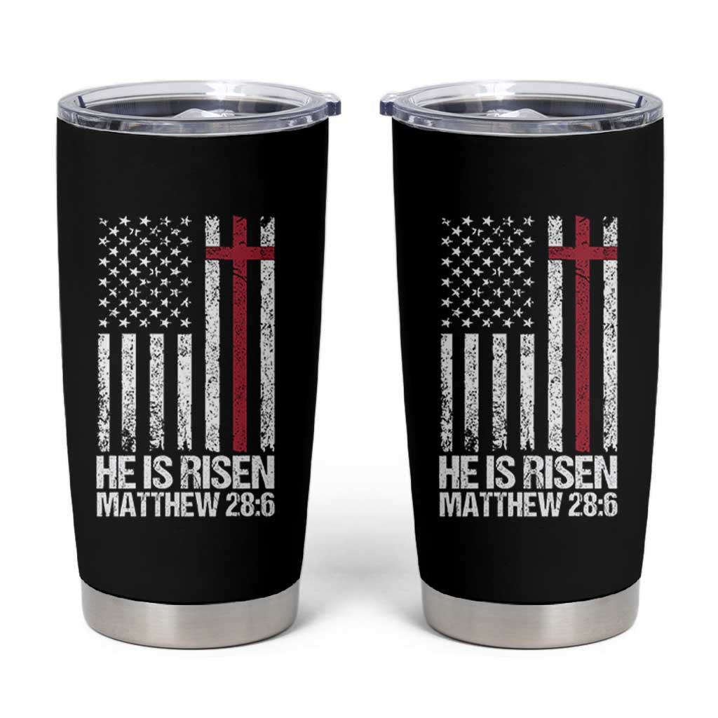 He Is Rise Tumbler Cup Christian American Flag Easter Bible Verse