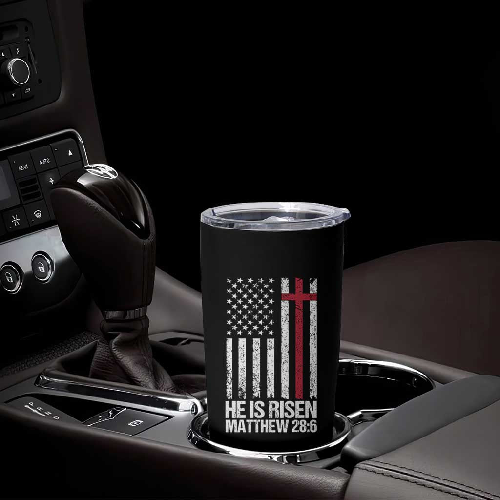 He Is Rise Tumbler Cup Christian American Flag Easter Bible Verse