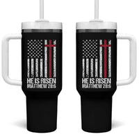 He Is Rise Tumbler With Handle Christian American Flag Easter Bible Verse