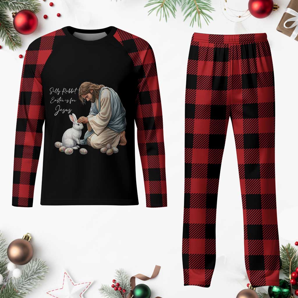 Silly Rabbit Easter Is For Jesus Plaid Pajama Set Christian Easter Religious