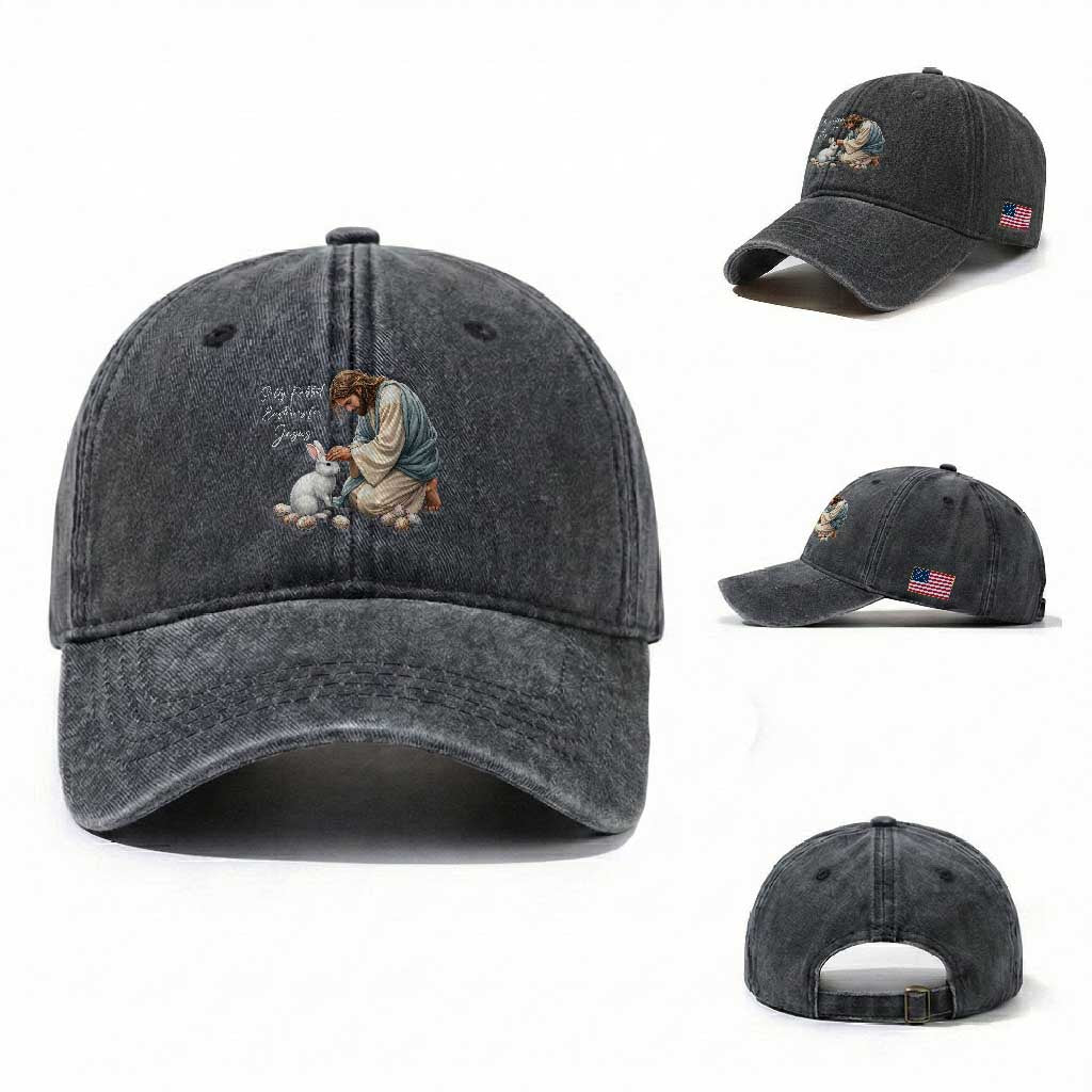 Silly Rabbit Easter Is For Jesus Washed Cotton Baseball Cap Christian Easter Religious