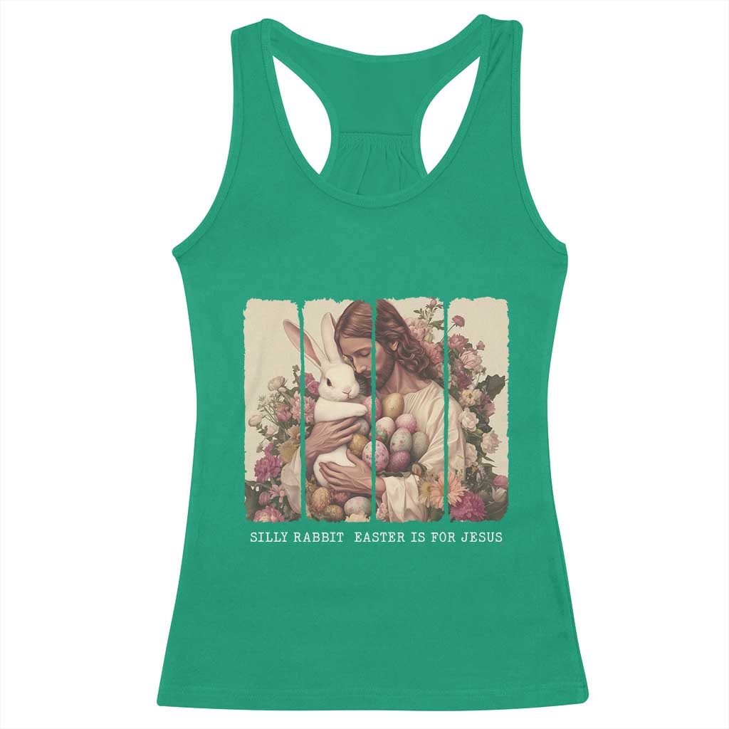 Silly Rabbit Easter Is For Jesus Racerback Tank Top Christian Jeusus Floral Easter