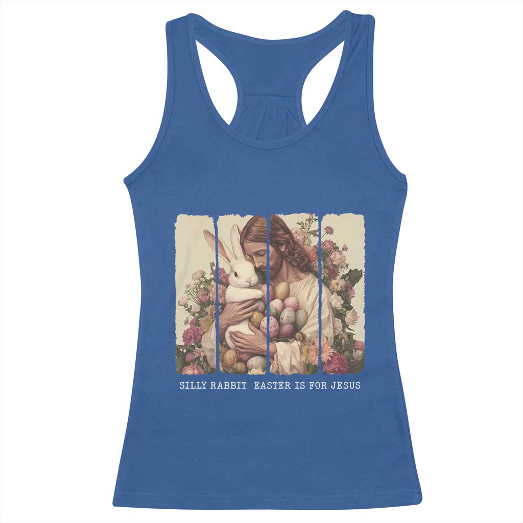 Silly Rabbit Easter Is For Jesus Racerback Tank Top Christian Jeusus Floral Easter