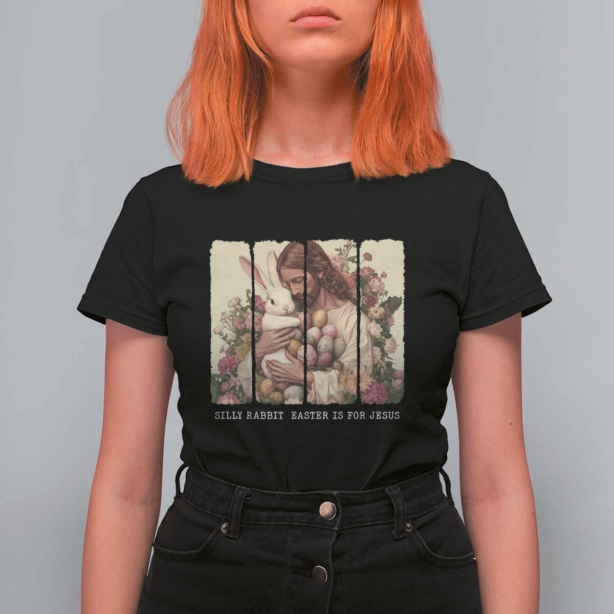 Silly Rabbit Easter Is For Jesus T Shirt For Women Christian Jeusus Floral Easter