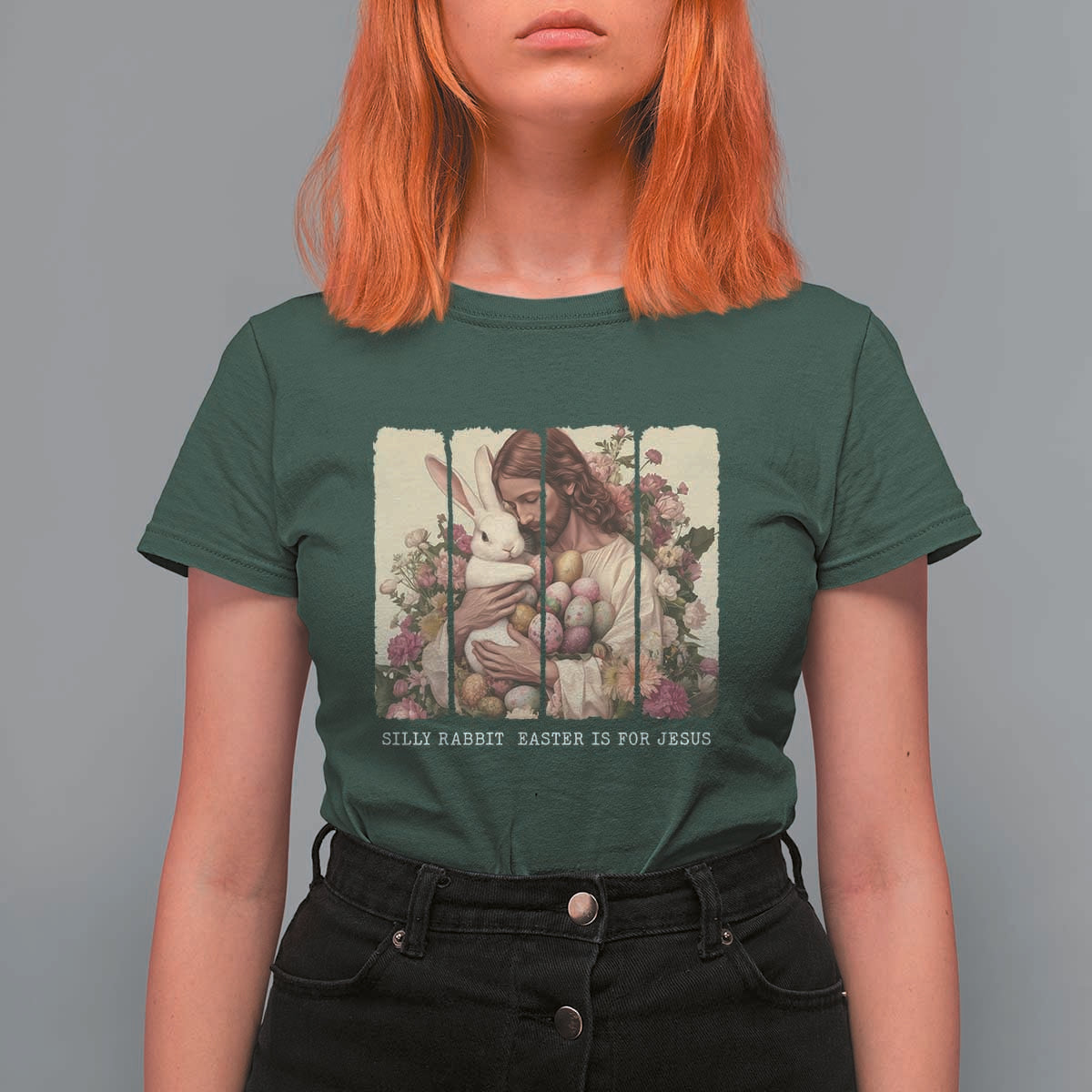 Silly Rabbit Easter Is For Jesus T Shirt For Women Christian Jeusus Floral Easter