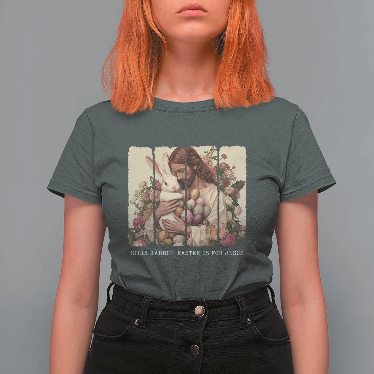Silly Rabbit Easter Is For Jesus T Shirt For Women Christian Jeusus Floral Easter