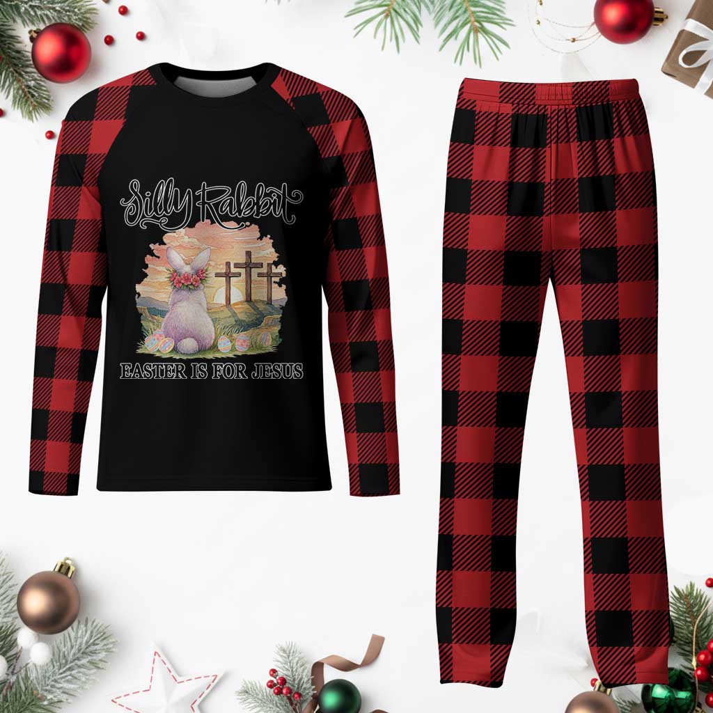 Silly Rabbit Easter Is For Jesus Plaid Pajama Set Christian Easter