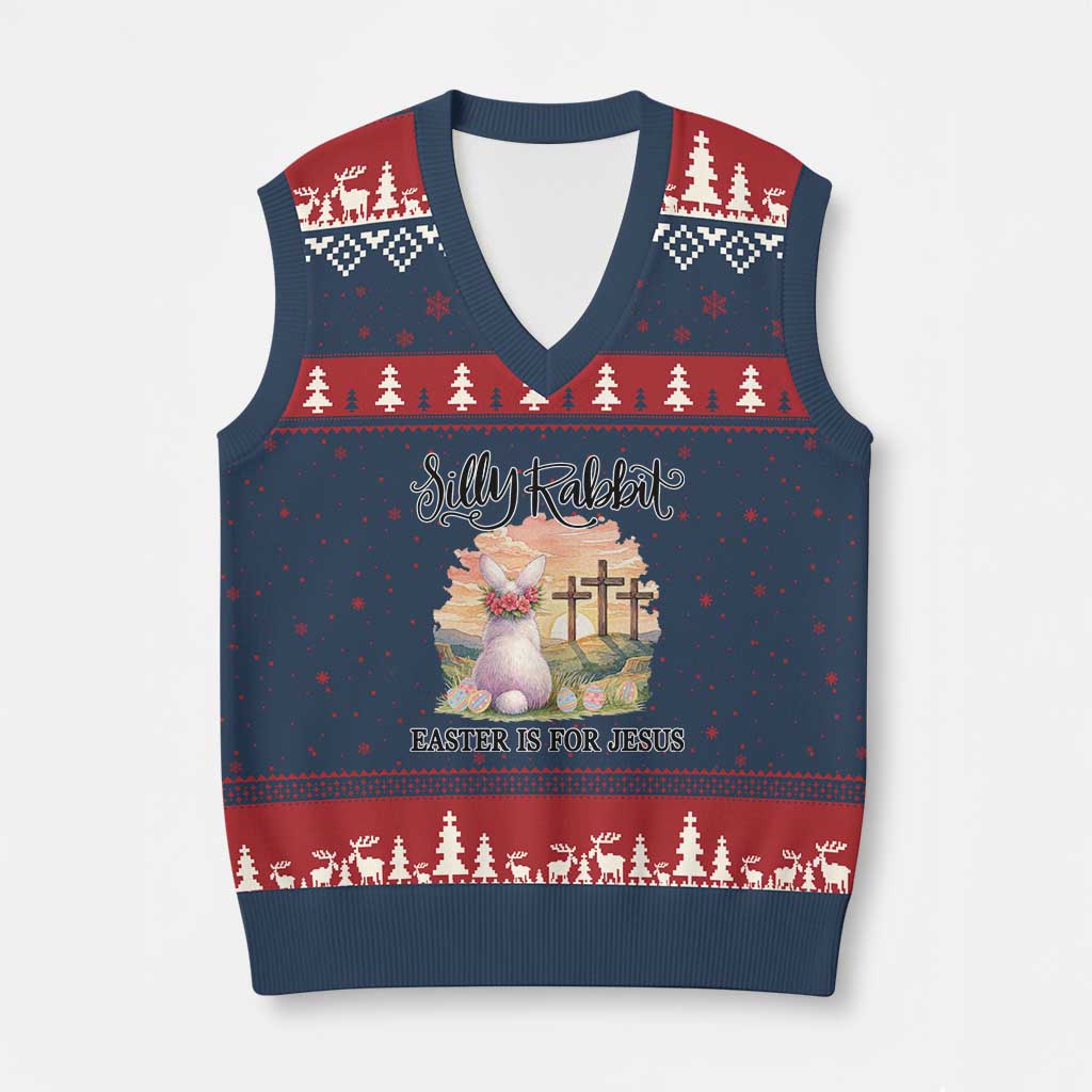 Silly Rabbit Easter Is For Jesus V-Neck Knit Sweater Vest Christian Easter