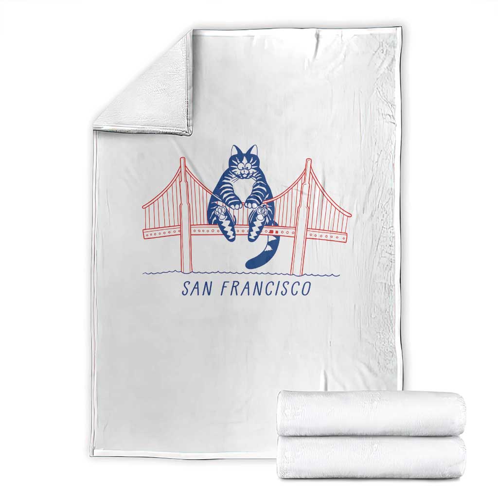 Funny Cat San Francisco Golden Gate Throw Blanket