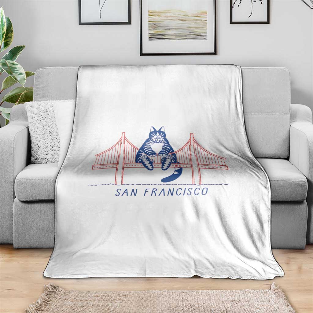 Funny Cat San Francisco Golden Gate Throw Blanket