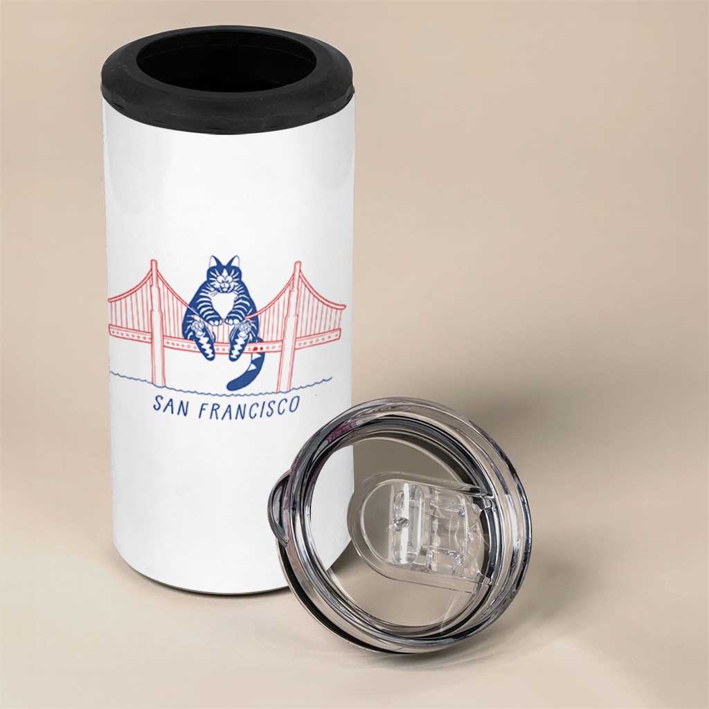 Funny Cat San Francisco Golden Gate 4 in 1 Can Cooler Tumbler