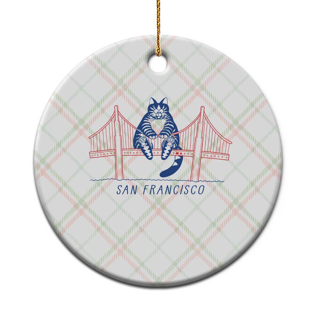 Funny Cat San Francisco Golden Gate Ceramic Ornament