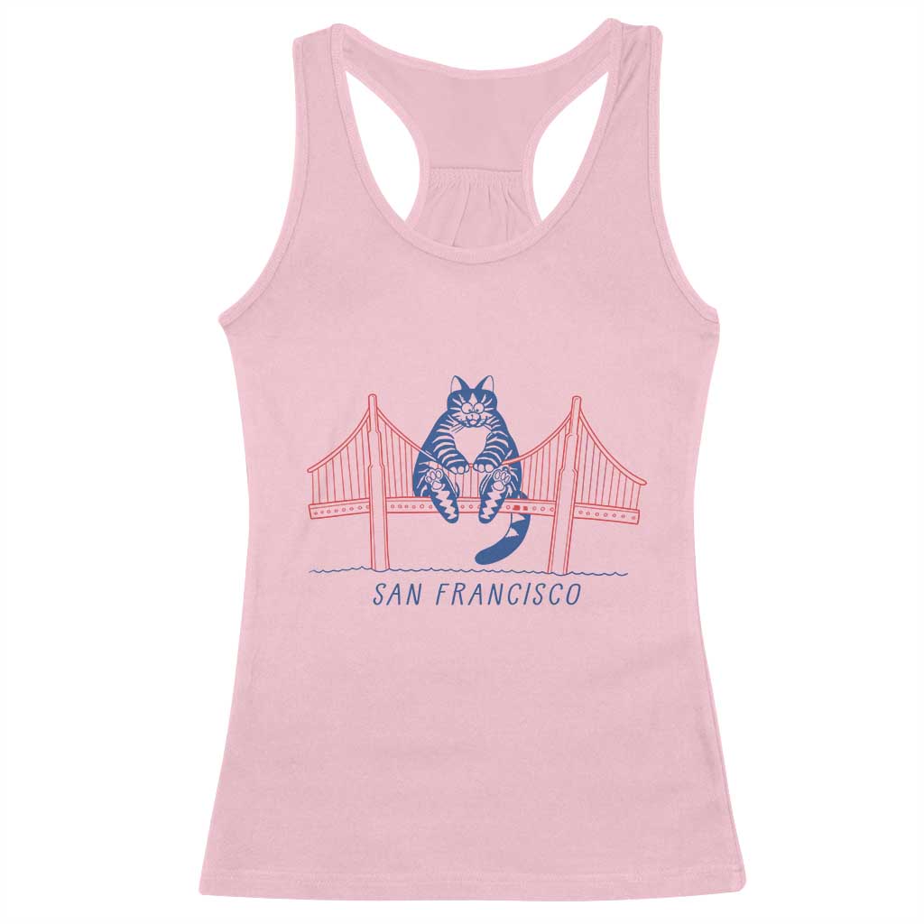 Funny Cat San Francisco Golden Gate Racerback Tank Top